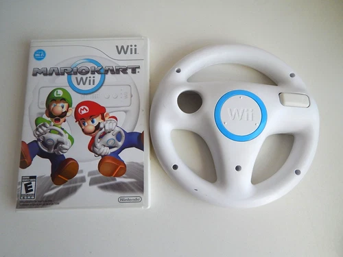 Mario Kart Game Complete with Steering Wheel! Nintendo Wii