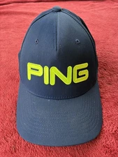 PING Flexfit Blue Hat w/Neon Green Lettering~New--Free Ship