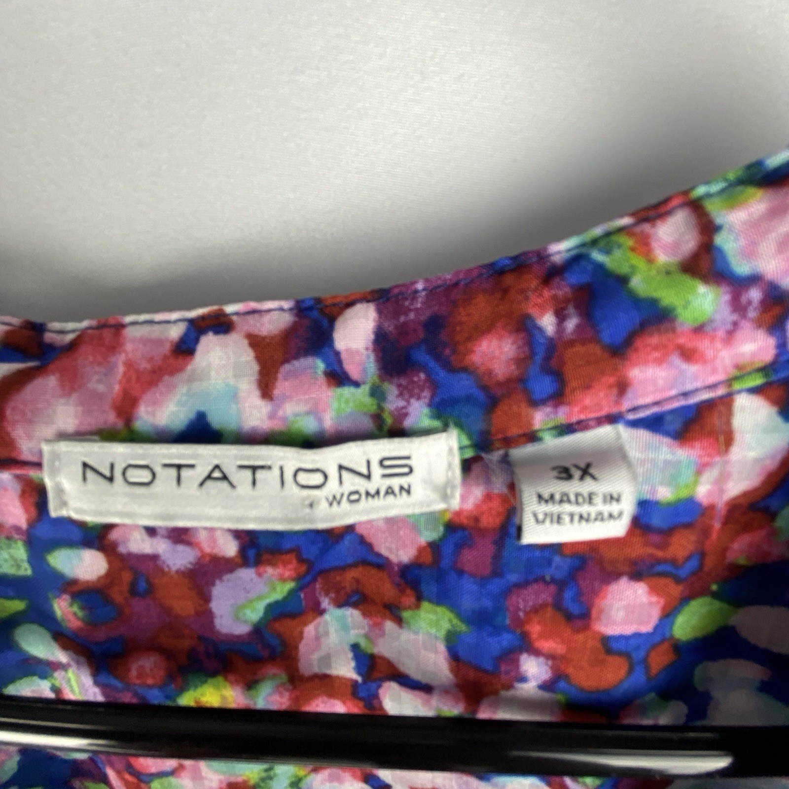 Notations Blouse Women's 3X Split Button Neck Ple… - image 10