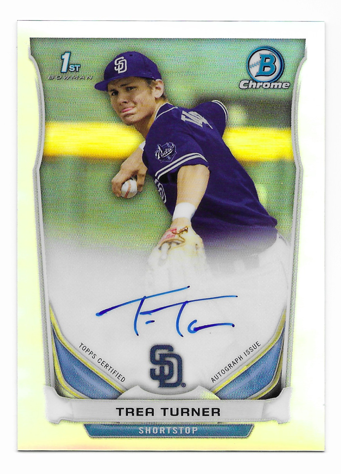 Trea Turner 2014 Bowman Chrome Auto Refractor #BCA-TT Rookie Draft Pick Card RC