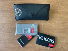 Ray-Ban Leather Sunglasses Case - Black W/ Gold Logo - Felt Lined - Snap Closure