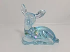 Vintage Fenton Blue Deer Figurine and-Painted by J. Cutshaw Winter Scene RARE