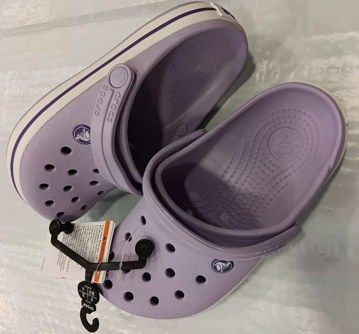 Crocs Crocband Unisex Clogs - Lavander - Black Band | eBay