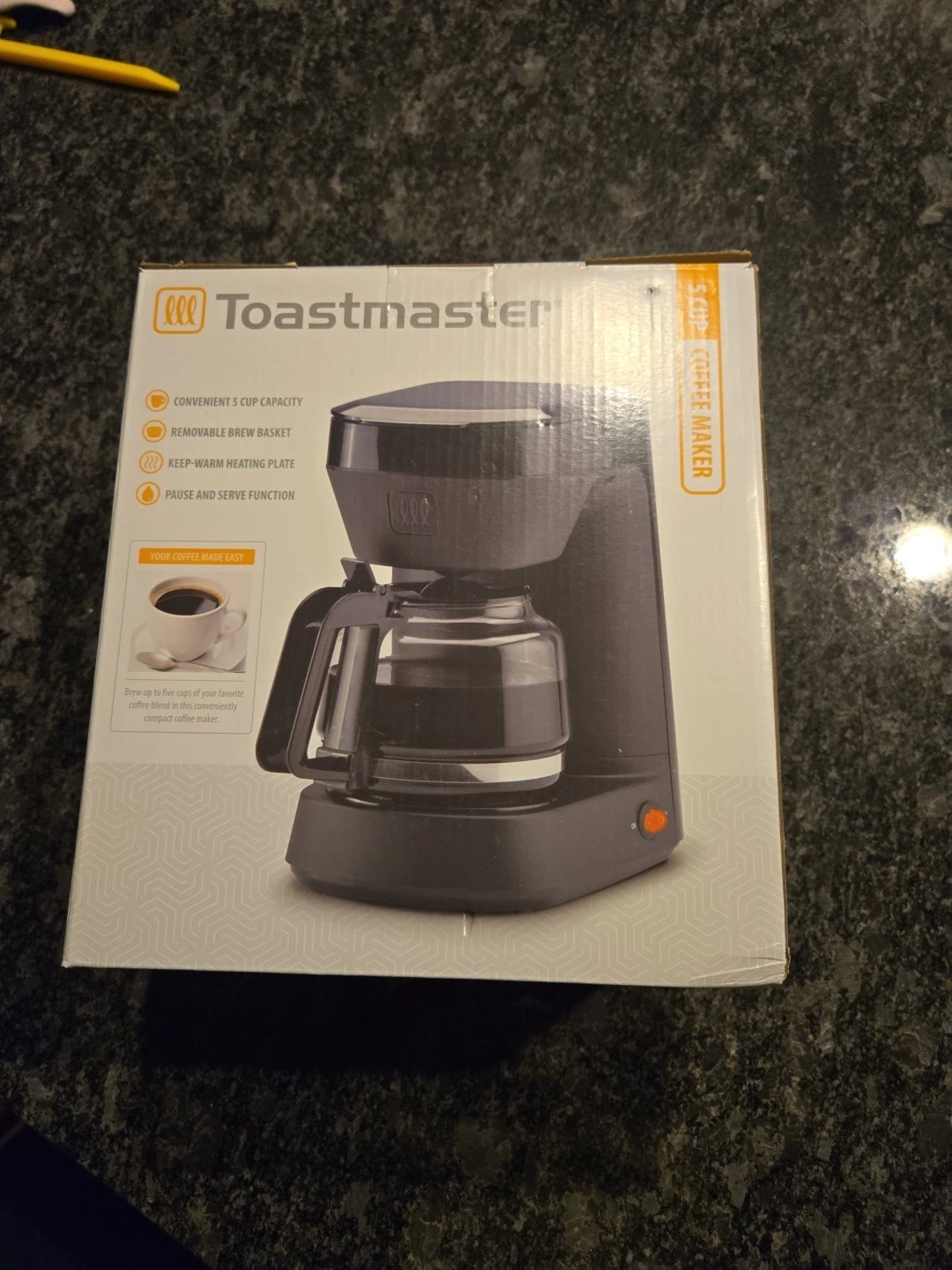 Toastmaster Black 5 Cup Coffee Maker Glass Carafe Pause And Serve Function
