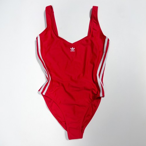 Adidas Originals 3-Stripe One Piece Swimsuit Red