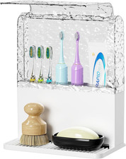 Toothbrush Holders for Bathrooms with Cover White