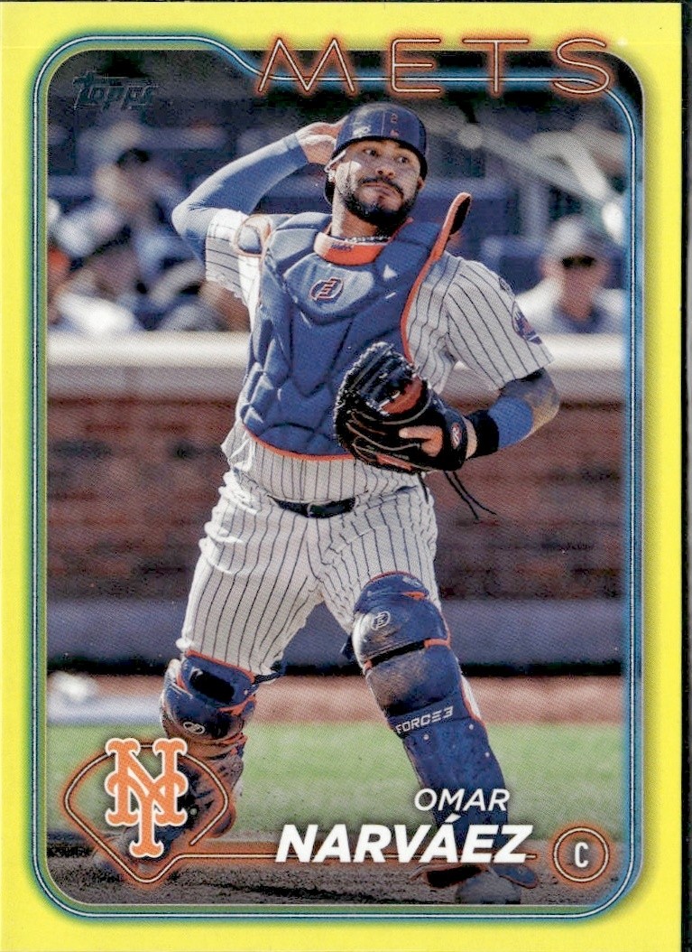 2024 Topps Update Omar Narváez US173 Yellow Parallel Mets Baseball
