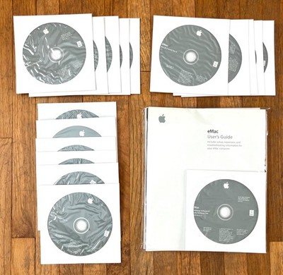 Apple eMac Mac OS X 10.4 Install Discs (17 CD Disc Software) w/Manuals & Sticker
