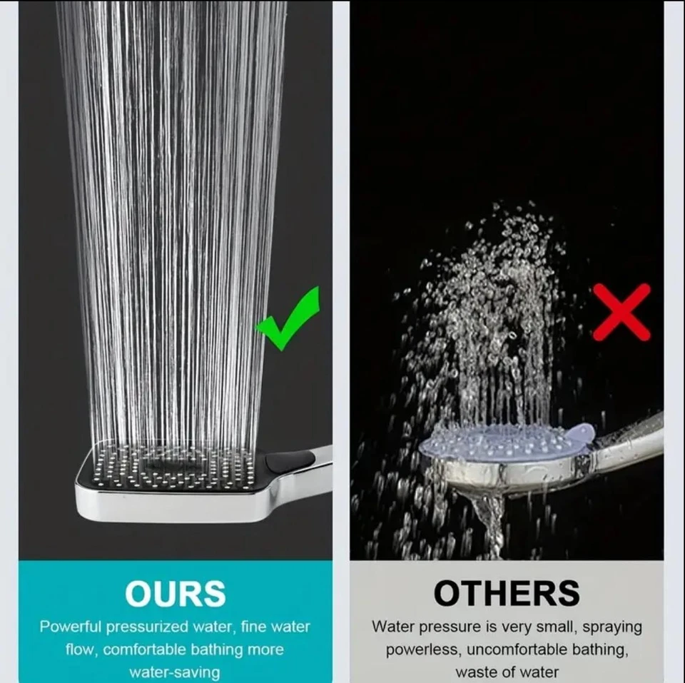 3Modi Duschkopf Hochdruck Handbrause Duschbrause Wassersparend 1.5m Schlauch - Bild 3 von 4