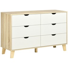HOMCOM Chest of Drawers, 6 Drawer Unit Storage Chest Bedroom White and Brown
