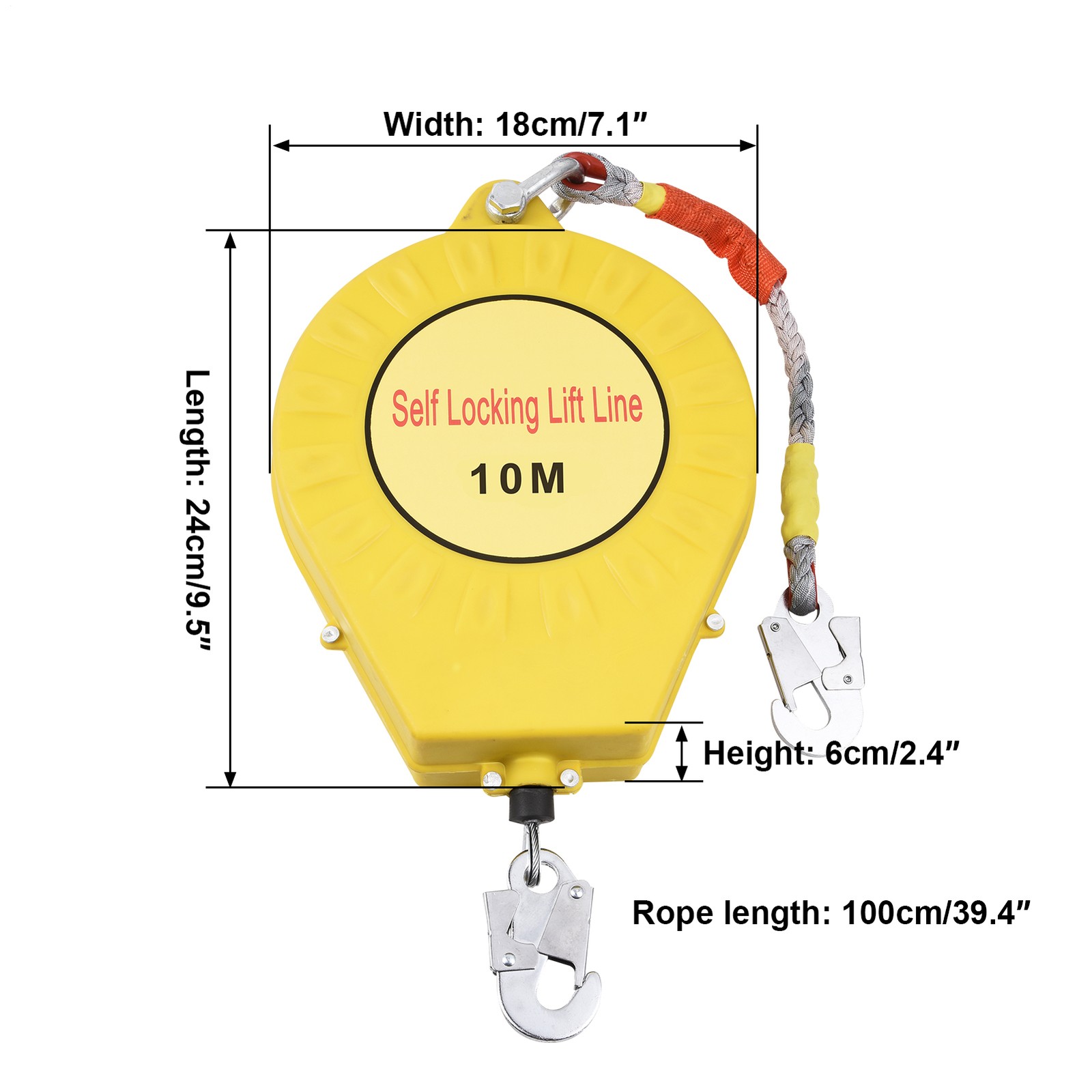 32ft Self Retracting Lifeline Lanyard Fall Arrester Protection+Hook Rope 330lbs
