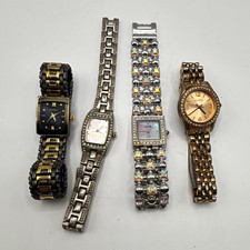 Timely Quartz Women's Rectangle Gold Tone Black Dial Bracelet Watch lot 3