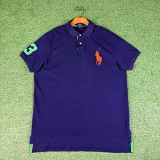 Polo Ralph Lauren Big Pony 3 Navy Blue Short Sleeve Golf Polo Shirt Men's XL