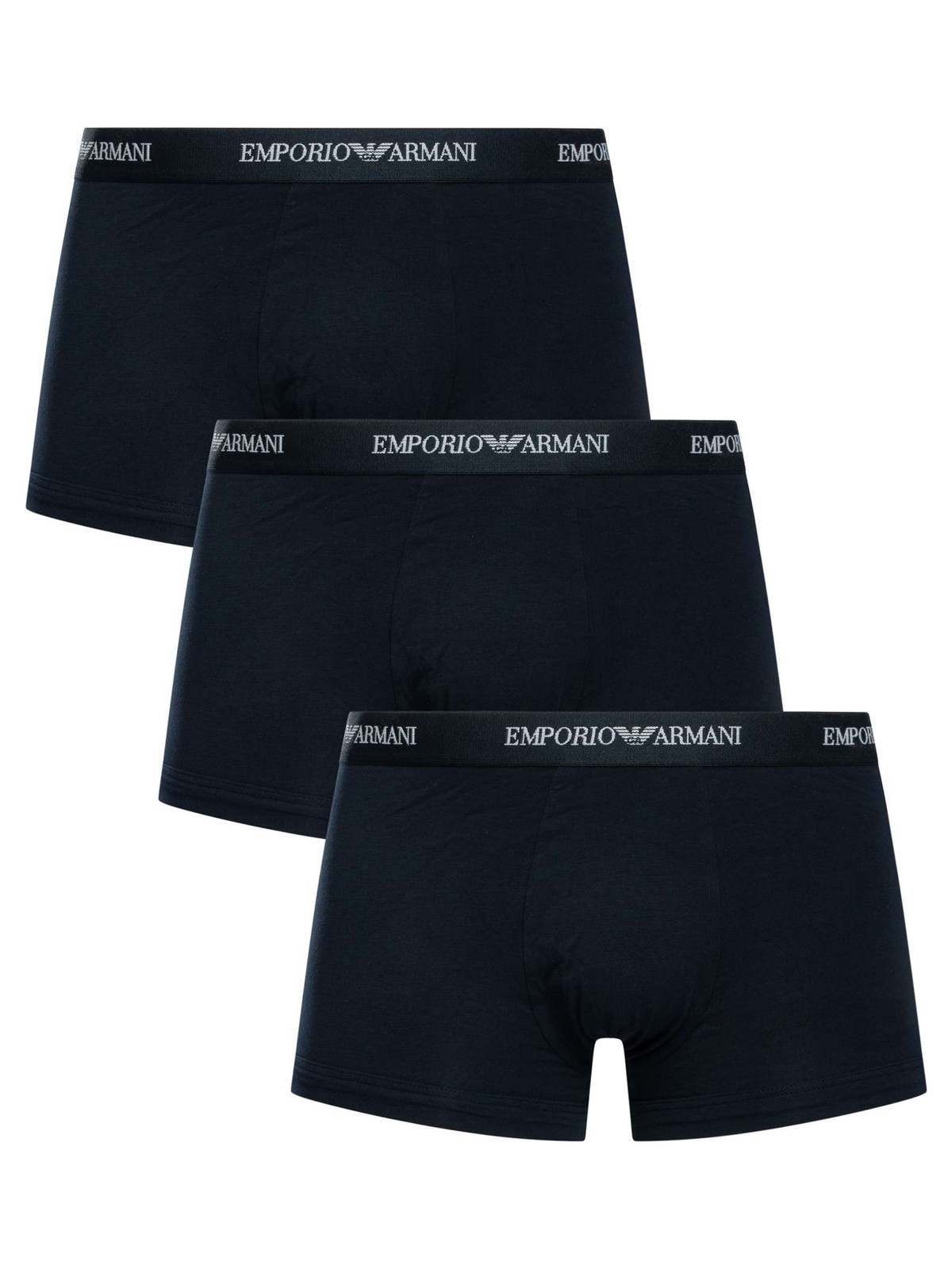 Emporio Armani Bodywear 3 Pack Stretch Cotton Trunks - Navy - Image 2