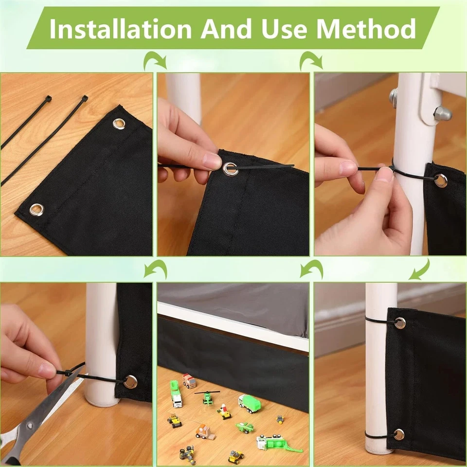 Bloqueador debajo de la cama para mascotas con lazos negros con cremallera bloqueador de juguete para bloqueador debajo de la cama Foto 3 de 3