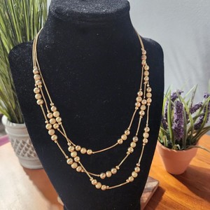 Charter club gold tone necklace Triple Strand, Gold Ball Beads 16"-19"