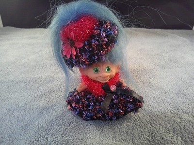 Troll Doll 2 1/2''-3'' with Handmade Multi/Black Outfit complete w/shoes