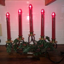 Noma 5-Tier Halo Light Red Drip Candolier  W/ Original Foliage Metal Ornate Base