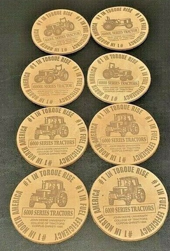 JOHN DEERE UNIVERISTY 1995 COLLEGE COASTERS 6000 Series Tractors, Set of 8 RARE