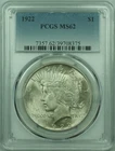 1922 Peace Silver Dollar $1 Coin PCGS MS-62 Better Coin (29) A