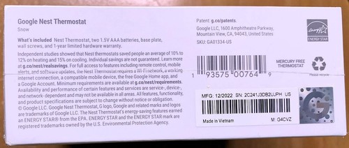 G Nest Thermostat Smart Programmable Wi-Fi - Snow - Picture 5 of 6