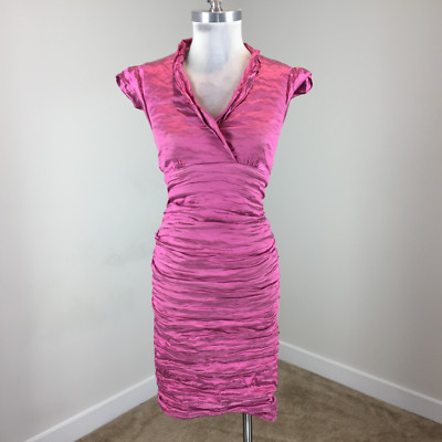 Nicole Miller Xs S Pink Metallic Ruched ...