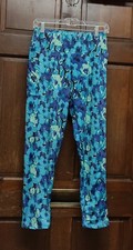 Zone Pro Blue Floral Print Activewear Leggings Size L (12-14) Cell Phone Pocket