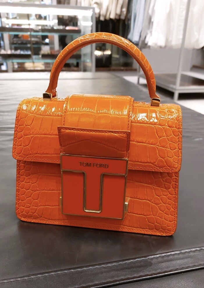 【送料&関税込】Tom Ford Mini Bag Tom Ford Mini Embossed Croc Leather Top Handle Bag - With