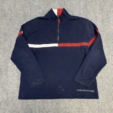 Vintage 90's Tommy Hilfiger 1/4 Zip Sweater Pullover Big Flag Spellout Men  s XL