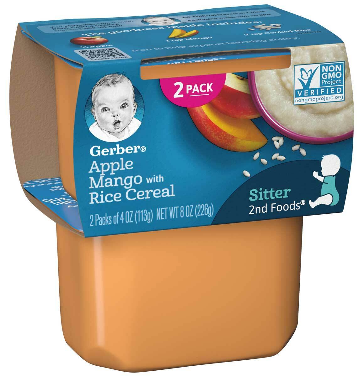 Gerber 2nd Foods Apple Mango w/ Rice Cereal Baby Food Non GMO –