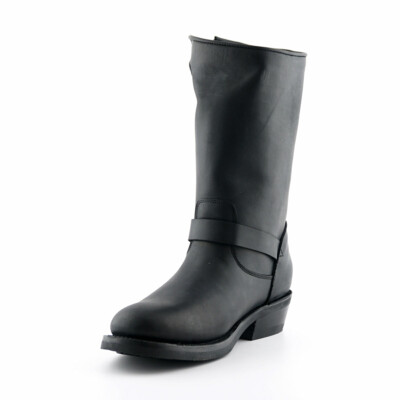 Grinders New REBEL BLACK Unisex Glattsohle Leder Western Biker Hohe Stiefel