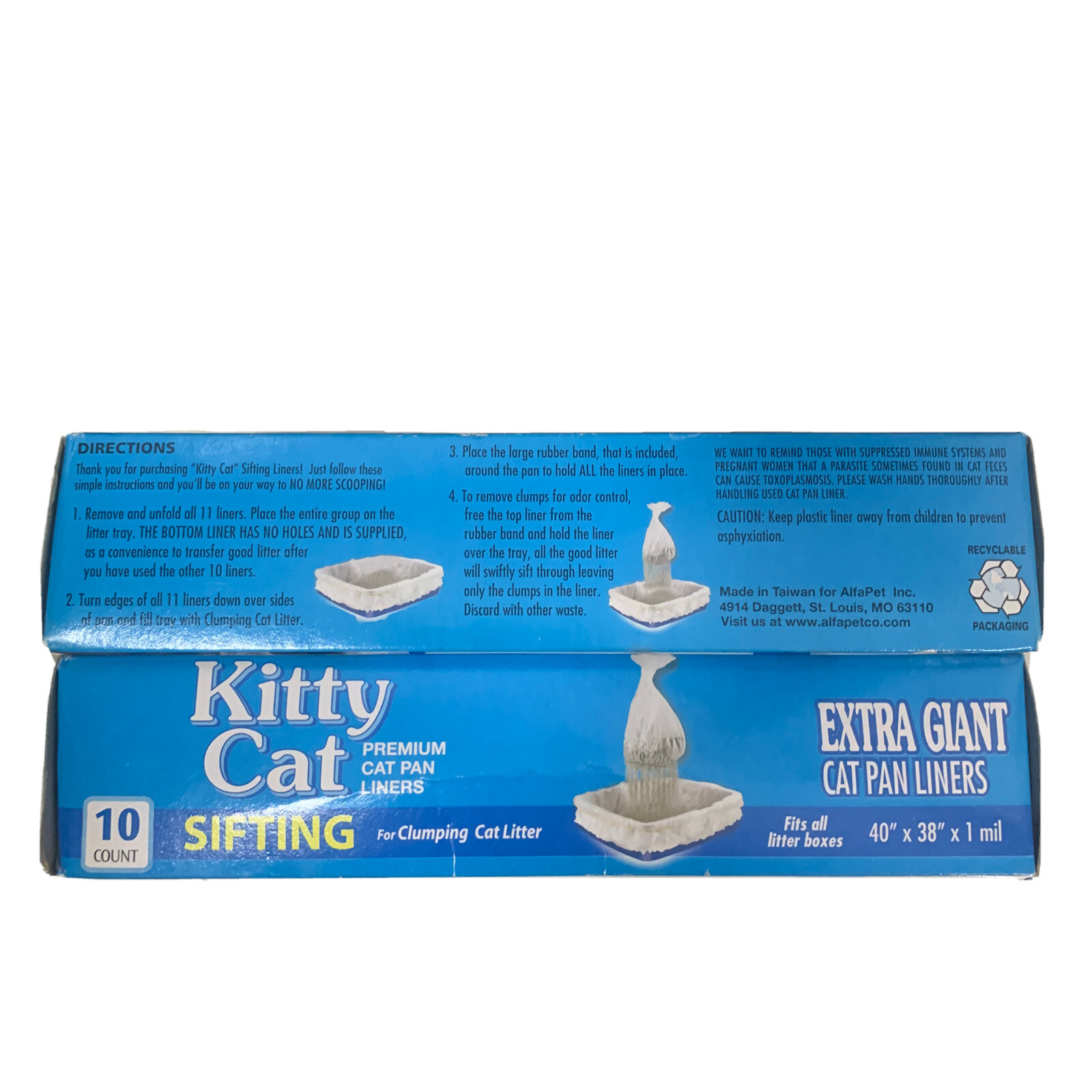 AlfaPet Kitty Cat Sifting Litter Box Pan Liners Extra Giant TWO BOXES