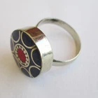Tibetan Silver Coral Blue Lapis Handmade Boho Jewelry Adjustable Unisex Ring R22