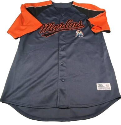 Miami Marlins Jersey Mens Gray Orange True Fan Dynasty Series 2XL Jersey 