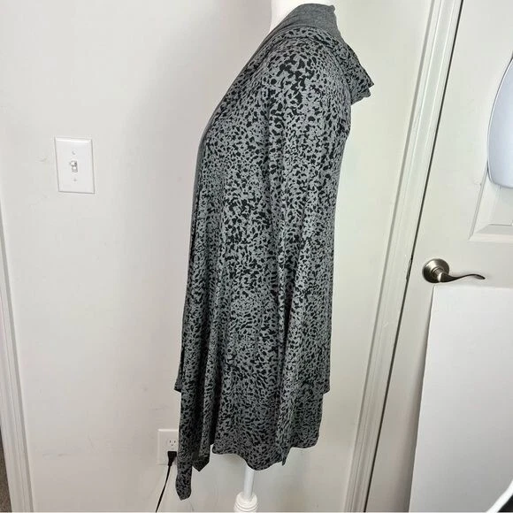 Cuddl Duds открытый передний кардиган свитер женщин маленький серый черный леопард водопад - Изображение 3 из 4