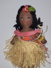 VINTAGE 1940'S HAWAIIAN HULA GIRL DOLL - CLOTH - GRASS SKIRT