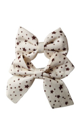 NEW 6cm Cream Star 100% Polyester Fabric Bows Hair 5cm Beak Clip Slide Fashion