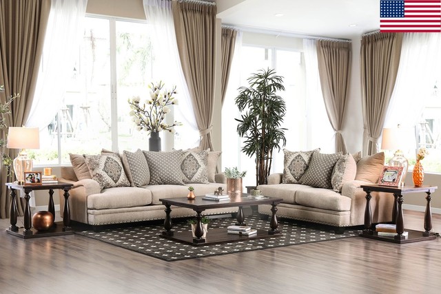 Classic Sofa Loveseat Yellow 2p Set On Tufted Couch Nailhead Yellow 2p Set On Tufted Couch