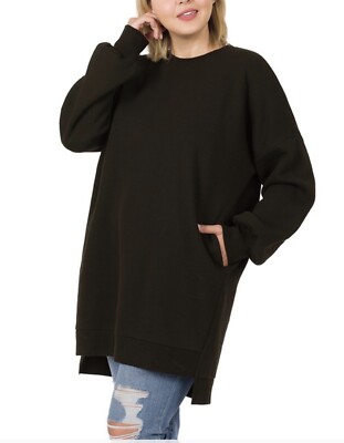 NEW Black Plus Size High Low Sweatshirt