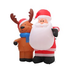 Indoor Outdoor Christmas Decoration Inflatable Santa Claus Hugs Reindeer w/Light