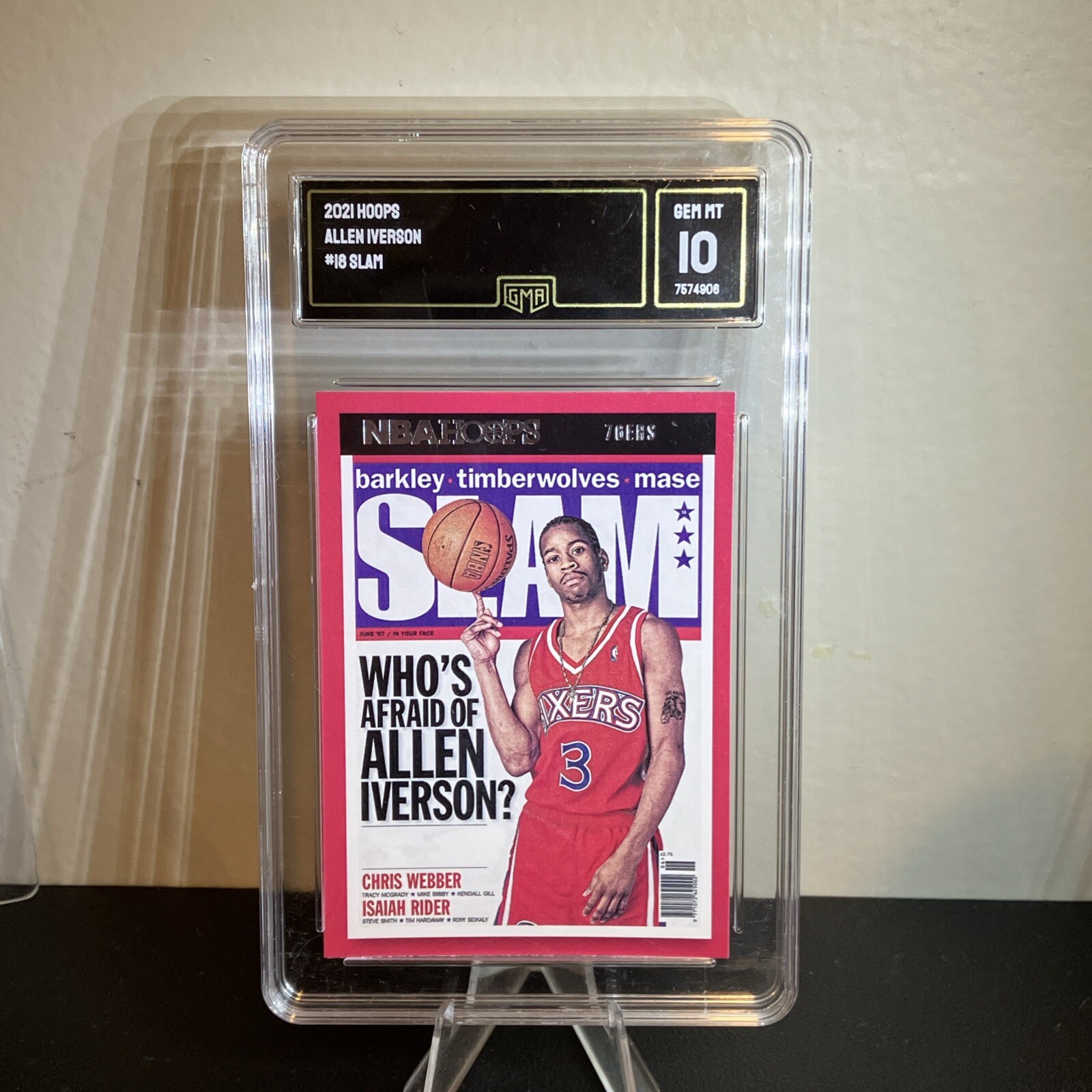 2021-22 Panini NBA Hoops - Slam #SLAM #18 Allen Iverson GEM MT 10