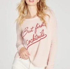Wildfox But First Cocktails statement Sweatshirt "Peach Whip" Size XS - New