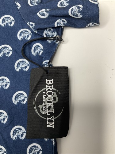 T-shirt Brooklyn Standard Crew motivo DOP Wave da uomo taglia large blu NUOVA - Foto 9 di 9