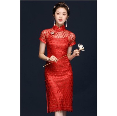 lace cheongsam wedding dress