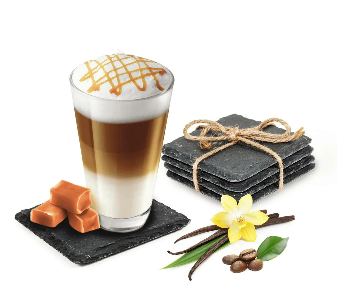 Set Di 8 Sottobicchieri In Ardesia Naturale 10x10 Cm - Trademark Innovations, Proteggi Tavolo Con Stile