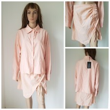 ❤️ Size 10-12 BNWT PRETTY LITTLE THING coral long sleeve shirt skirt set 1298