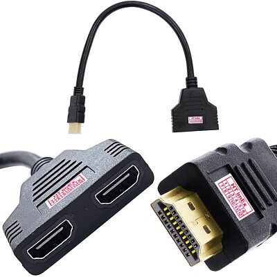 HDMI-Y Adapter Splitter Verteiler 1x HDMI Stecker auf 2x Buchse High Quality 3D