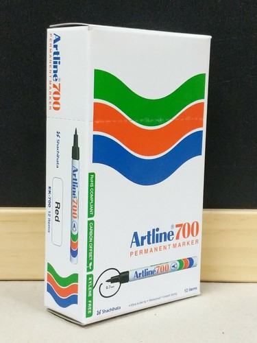 4 x Artline 700 Permanent Marker Xylene Free Bullet Tip 0.7mm Red EK-700 - Picture 3 of 4