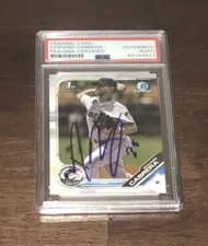Edward Cabrera 2019 Bowman Chrome 1st Year Signed Autographed Card Marlins PSA