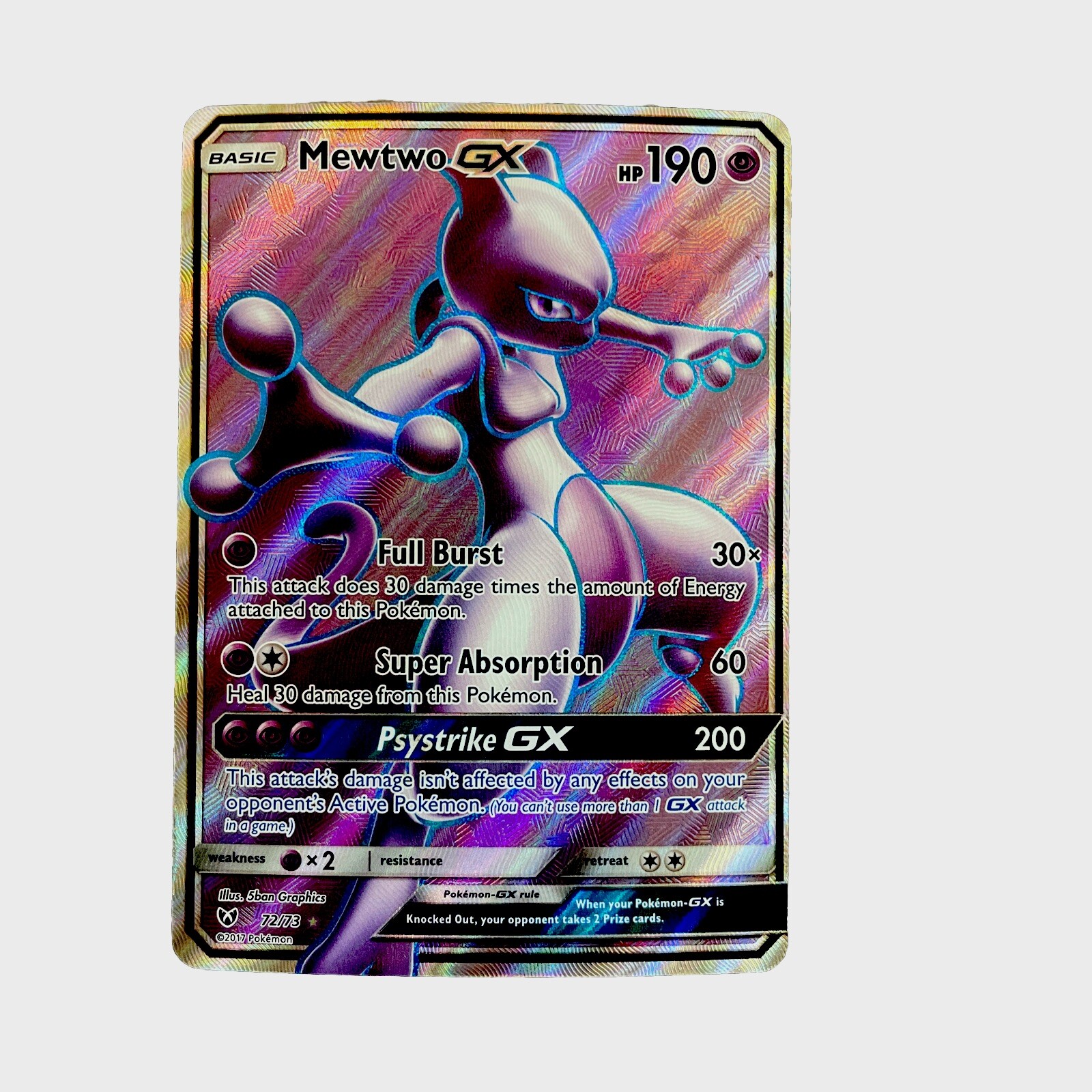 Mewtwo GX 72/73 - FULL ART - Shining Legends Holo Pokemon Card - NM ✅